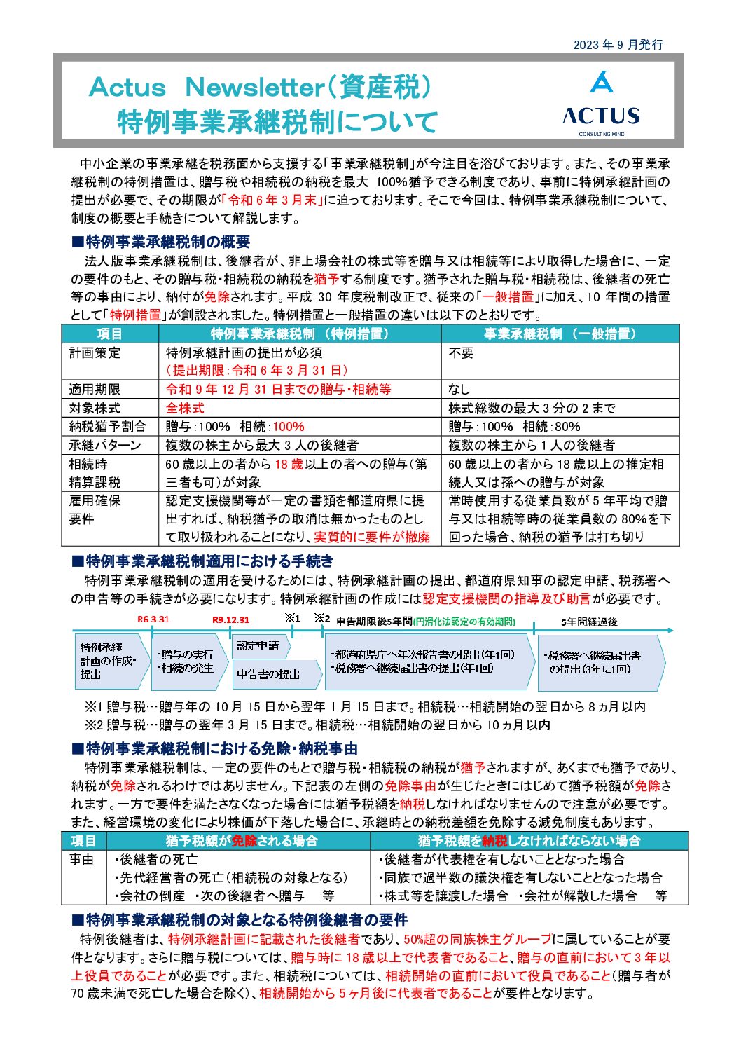 特例事業承継税制について