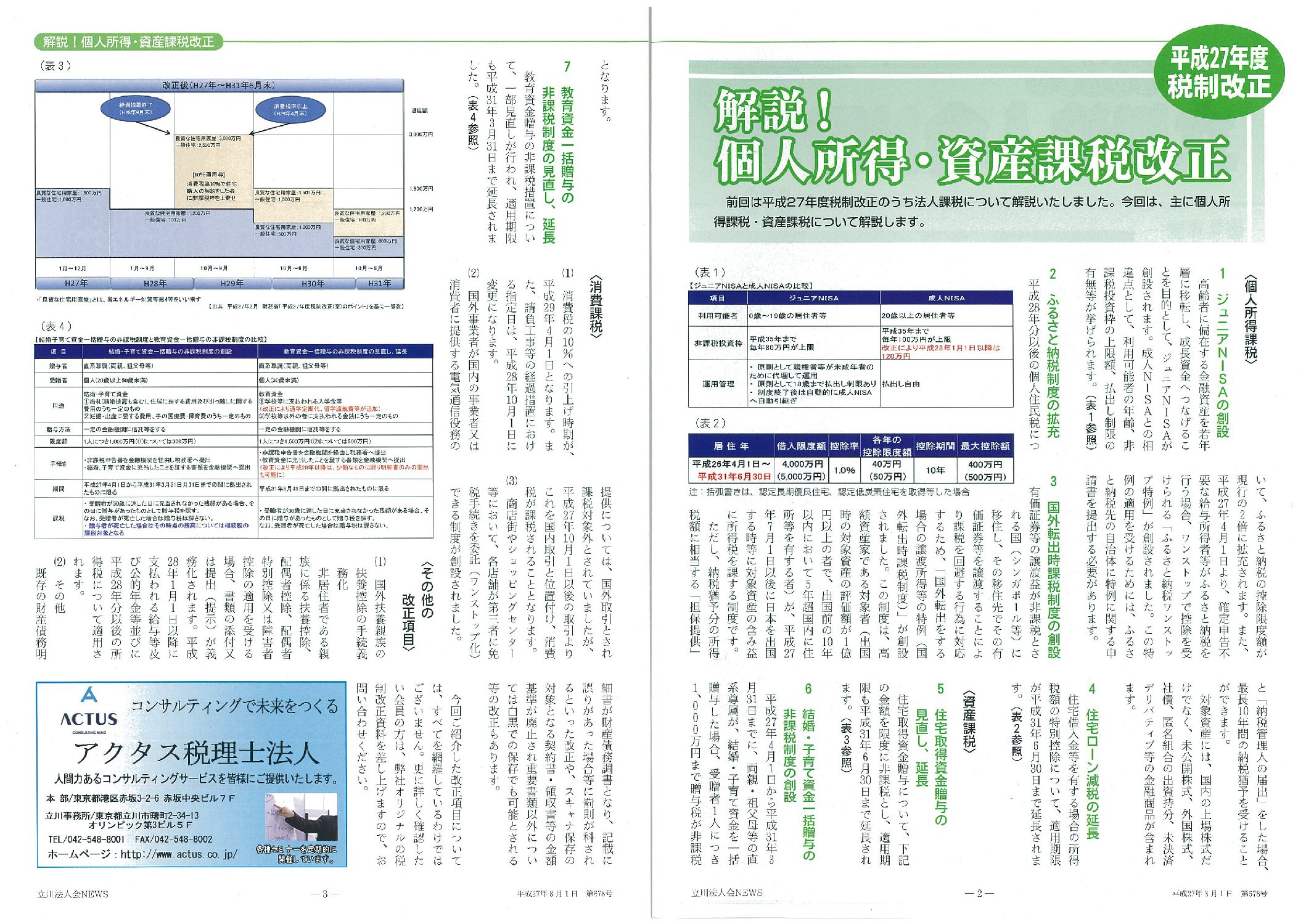 平成27年度税制改正
解説！個人所得・資産課税改正