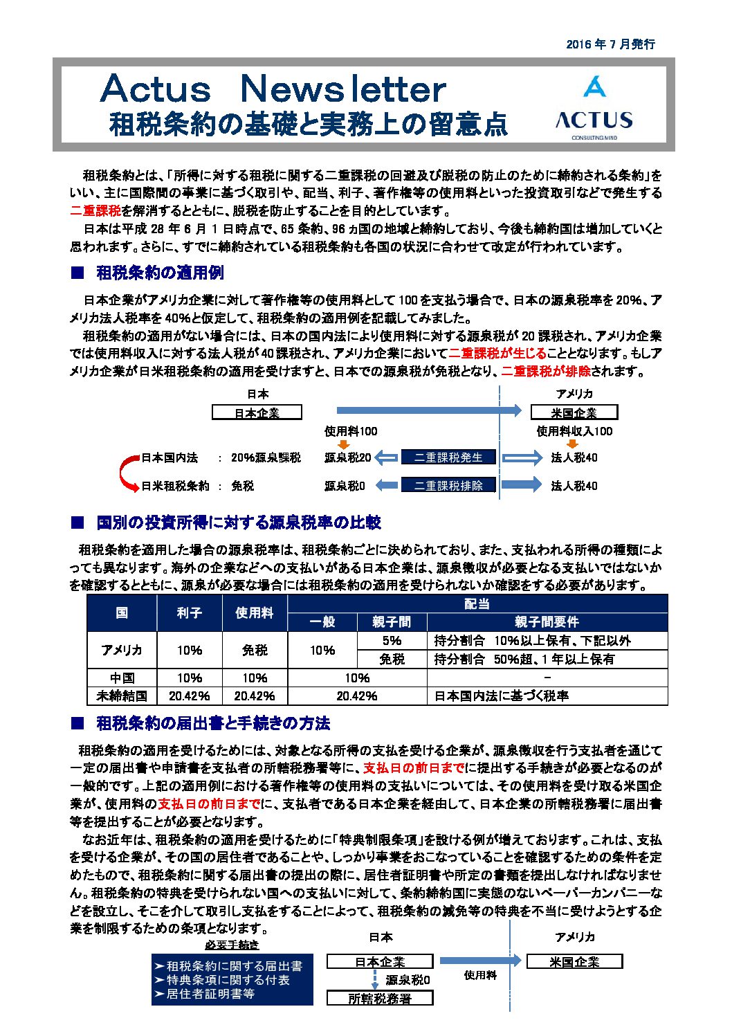 租税条約の基礎と実務上の留意点