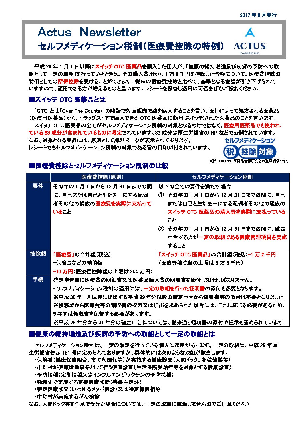 セルフメディケーション税制（医療費控除の特例）