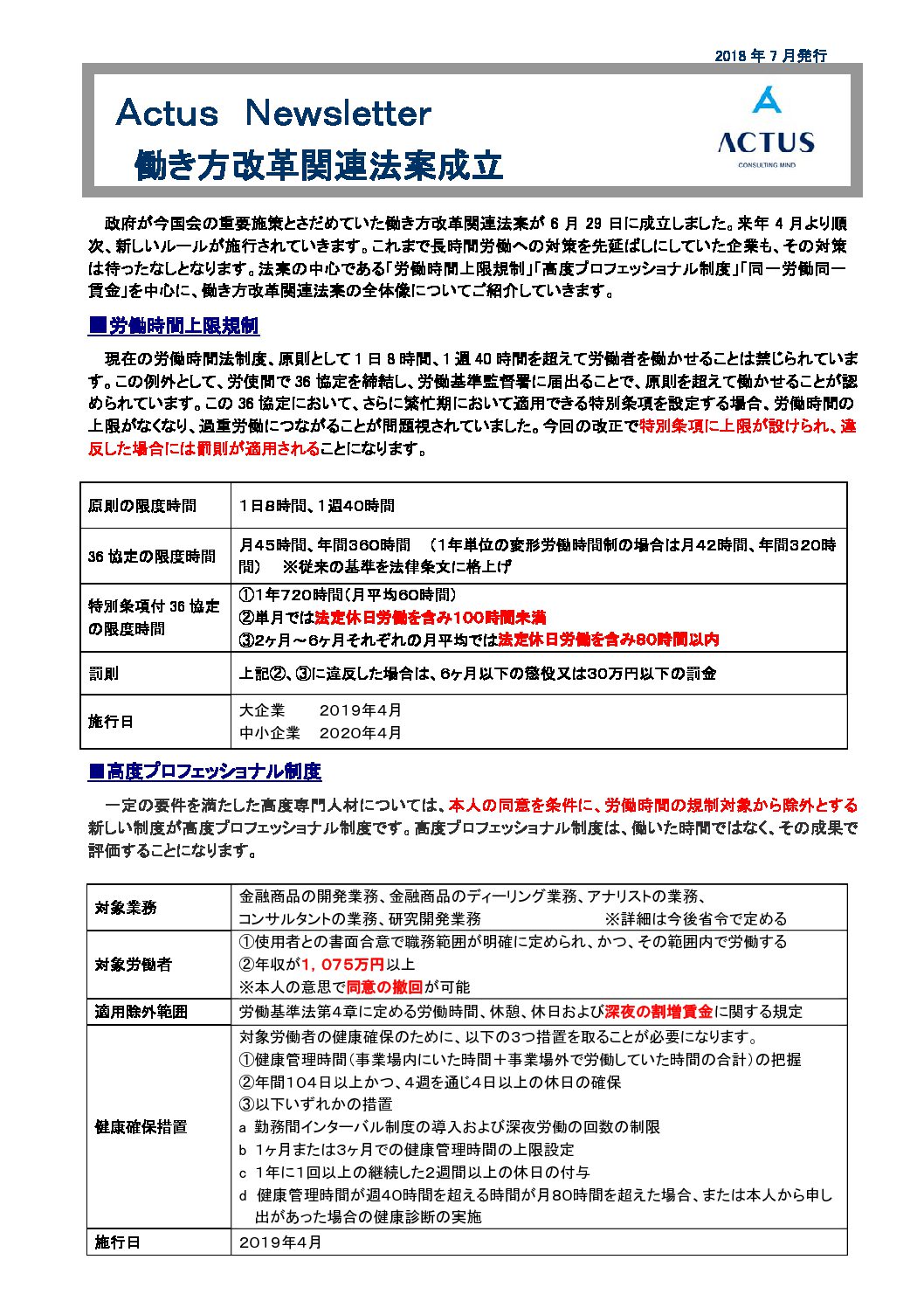 【特別号】働き方改革関連法案成立