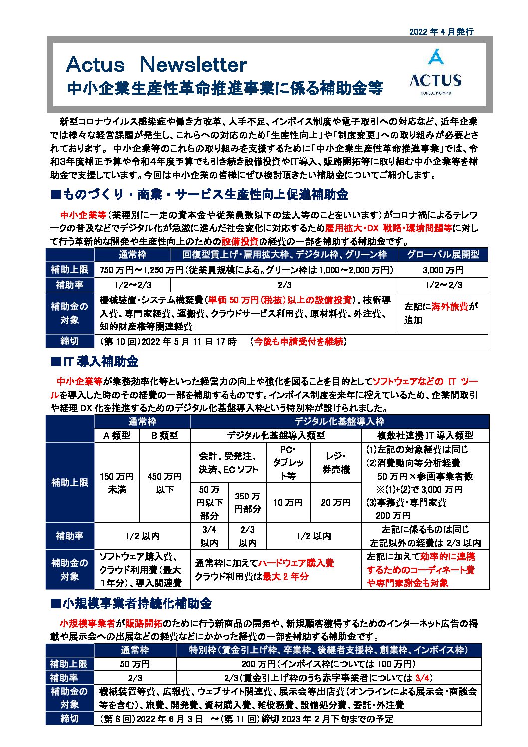 中小企業生産性革命推進事業に係る補助金等