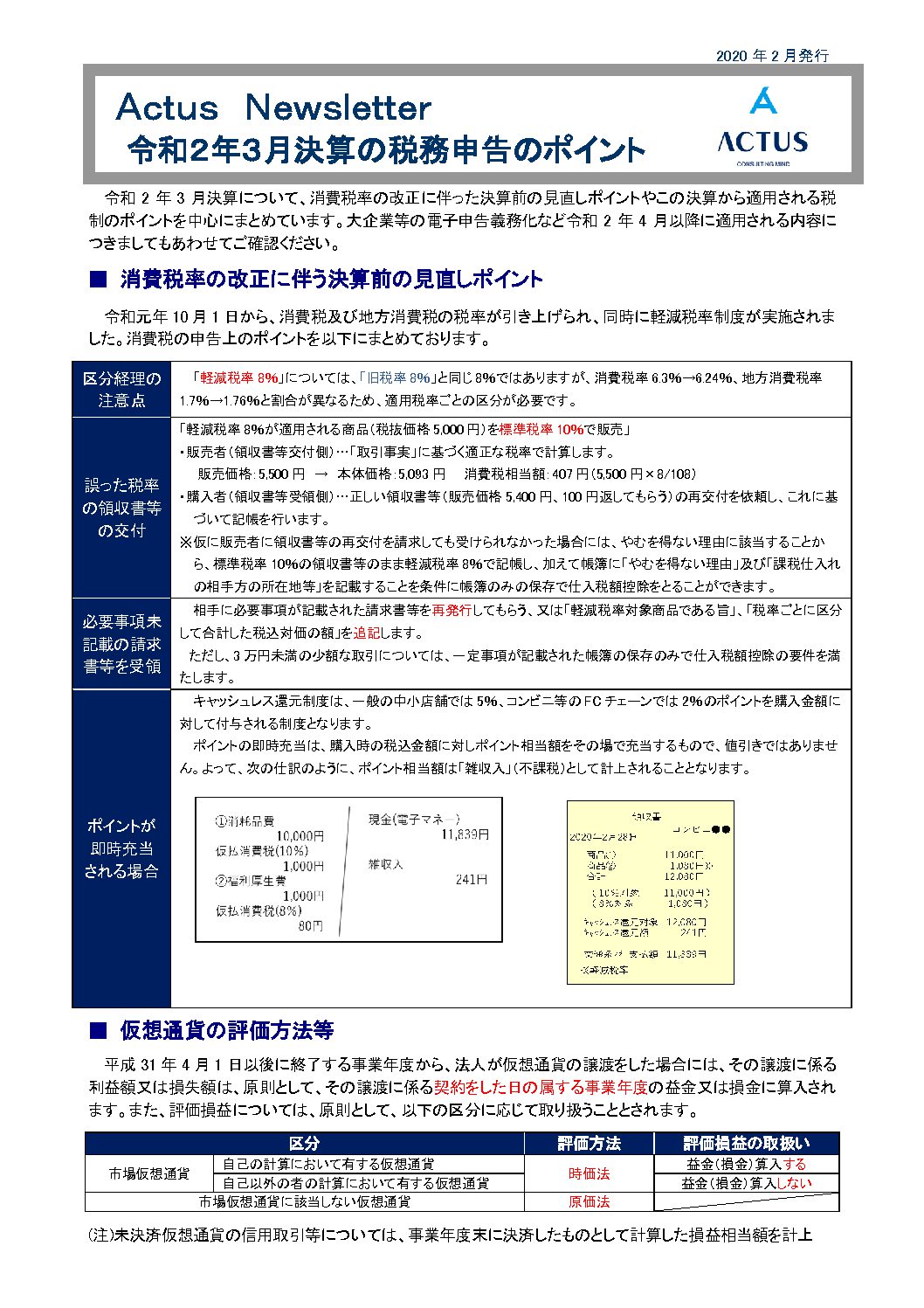 令和2年3月決算の税務申告のポイント